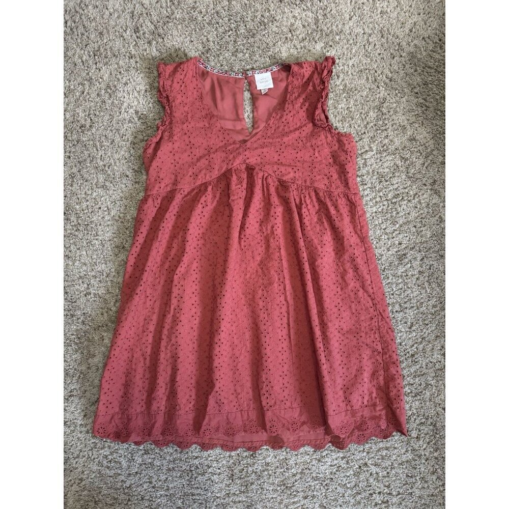 KNOX ROSE Burnt Orange V Neck Flutter Sleeve Eyelet Short Dress Babydoll LARGE